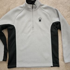 Mens Spyder Gray and Black Quarter-Zip Pullover